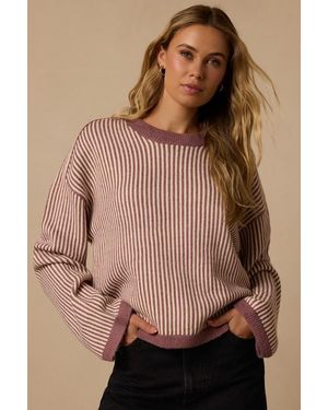 Lulus Rainier Striped Sweater - Brown