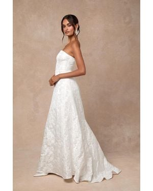 Lulus Tressa Floral Jacquard Strapless Maxi Dress - Natural