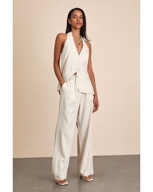 4th & Reckless Layne Stripe Straight Leg Pants - Natural