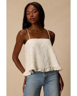 Lulus Junya Sequin Bow Cami Top - Natural
