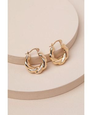 Lulus Precise Elegance Twisted Hoop Earrings - Natural