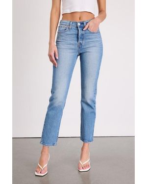 Levi's Wedgie Straight Cropped High-Rise Jeans - Blue