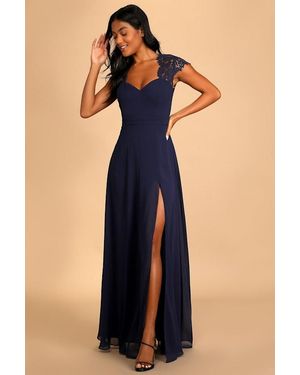 Lulus Momentous Moments Lace Backless Maxi Dress - Blue