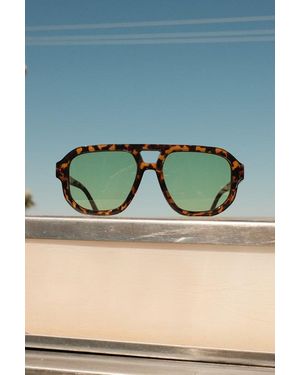 Lulus Torrey Tortoiseshell Aviator Sunglasses - Blue