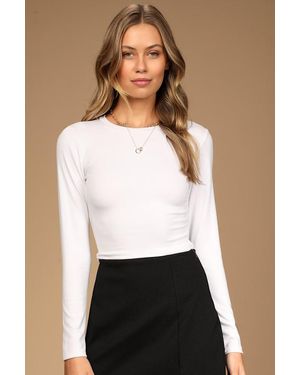 Lulus Begin With The Basics Long Sleeve Crop Top - White