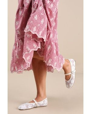 Lulus Cristen Mesh Sequin Buckle Ballet Flats - Natural