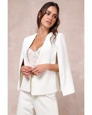 Lulus Voguish Charm Split Sleeve Blazer Cape - White