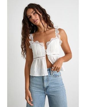 Lulus Yanika Eyelet Lace Tank Top - Blue