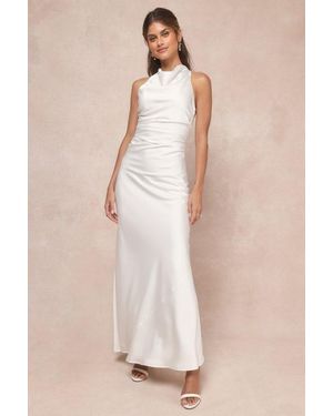 Lulus Effortlessly Sensational Satin Backless Maxi Dress - White
