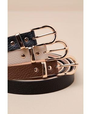 Lulus Hadley, And Ivory Three-Piece Belt Set - Black