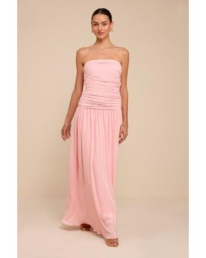Lulus Reeva Plisse Drop Waist Maxi Dress - Pink