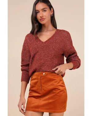 Lulus Perfected Cuteness Corduroy High-Rise Mini Skirt - Red