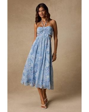 Lulus Dimitra Paisley Print Halter Midi Dress - Blue