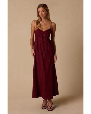 Lulus Bellevue Embroidered Twist-Front Midi Dress