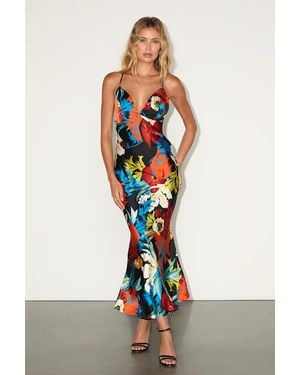 Lulus Sahalia Floral Satin Backless Midi Dress - White