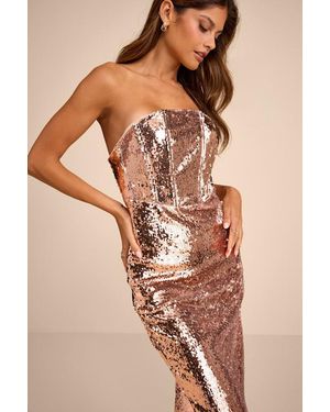 Lulus | Devil Wears Prada Wynter Sequin Bustier Maxi Dress - Red
