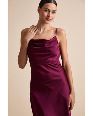 Lulus Caleigh Satin Backless Slip Midi Dress - Red
