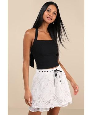 Lulus Mailys Paisley Eyelet Embroidered Mini Skirt - Black