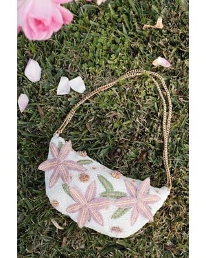 Lulus Eira Multi Beaded Floral Shoulder Bag - Green