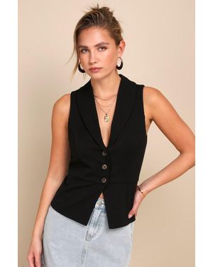 Lulus Heightened Vibes Sleeveless Vest Top - Black