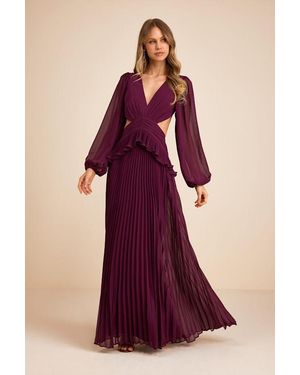 Lulus Chaelyn Plum Long Sleeve Cutout Maxi Dress - Red