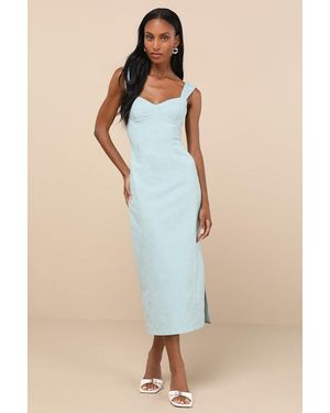 Lulus Amyra Cap Sleeve Bustier Midi Dress - Blue