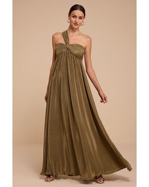 Lulus Georgianna Plisse Maxi Dress - Natural