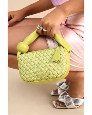 Steve Madden Natasha Lime Woven Puffed Handle Bag - Yellow