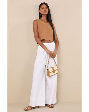 Lulus Brisa Cuffed Wide-Leg Trousers - Natural