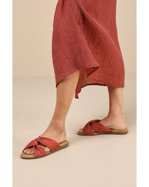 Lulus Santana Rust Suede Slide Sandals - Pink