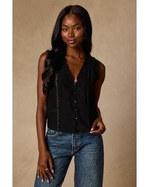 Lulus Brandi Button-Front Tank Top - Blue