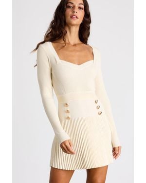 Lulus Chicest Crush Ribbed Long Sleeve Mini Sweater Dress - Natural