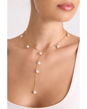 Lulus Raylene Pearl Lariat Necklace - Natural