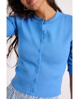 Lulus Araya Bright Button-Up Cardigan - Blue