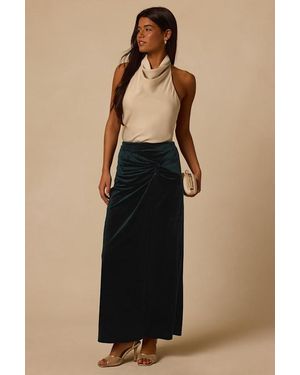 Lulus Ames Dark Velvet Maxi Skirt - Blue