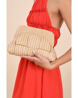 Moda Luxe Nathalie Woven Crossbody Clutch - Natural