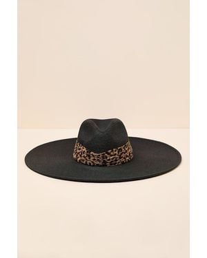 San Diego Hat Snappy Leopard Straw Sun Hat - Black