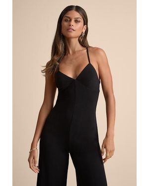 Lulus Maryka Mesh Backless Straight Leg Jumpsuit - Black