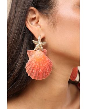Lulus Kahlani And Seashell Statement Earrings - Orange