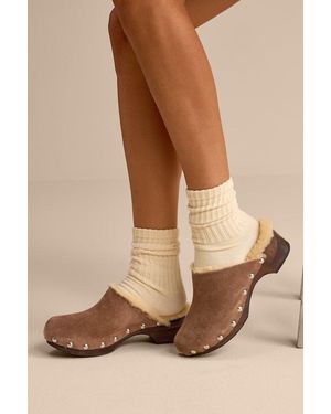 Matisse Mayfair Suede Leather Studded Clogs - Natural