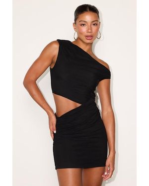 Lulus Danaya Mesh Asymmetrical Mini Dress - Black