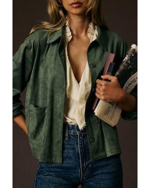 Lulus Hilary Suede Collared Jacket - Green