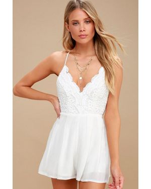 Lulus Star Spangled Backless Lace Romper - White