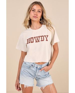 Lulus Howdy Hottie Embroidered Graphic Tee - Blue