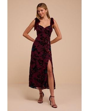 Lulus Venice Plum Floral Midi Dress - Purple