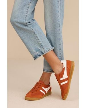 Gola Tornado Moody Colour Block Suede Leather Trainers - Orange