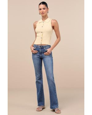 Just Black Jannah Medium Wash Denim Low-Rise Bootcut Jeans - Blue
