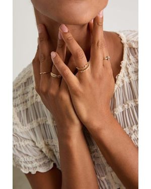 Lulus Catalina Rhinestone Five-Piece Ring Set - Brown