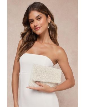Lulus Pearl-Fect Day Beaded Clutch - White