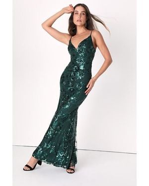 Lulus Shine Language Sequin Mermaid Maxi Dress - Green